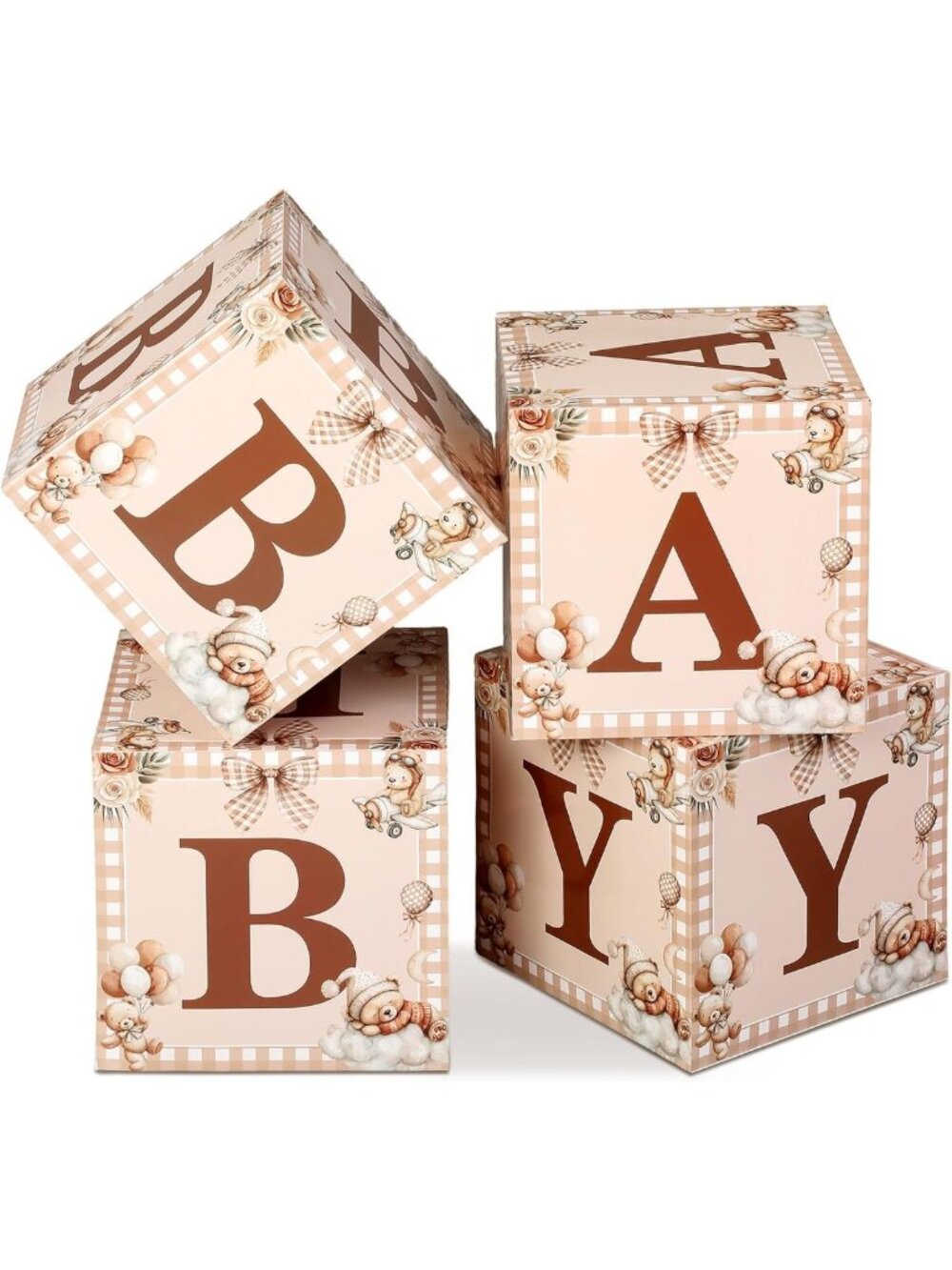 4 Pack Baby Shower Balloon Boxes - We Can Bearly Wait Decor for Celebrations